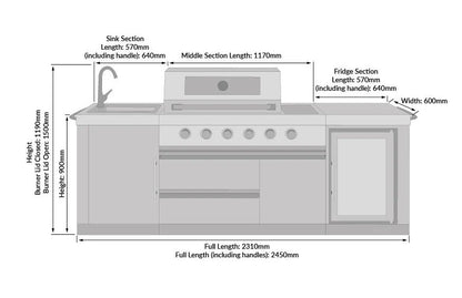 Buschbeck Oxford Outdoor Kitchen 4 burner Stainless Steel
