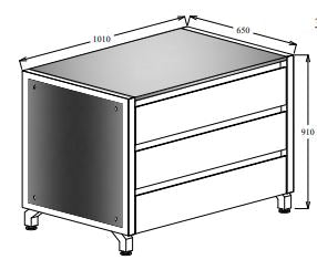 Oliveti Three Drawer Unit 700 or 1010